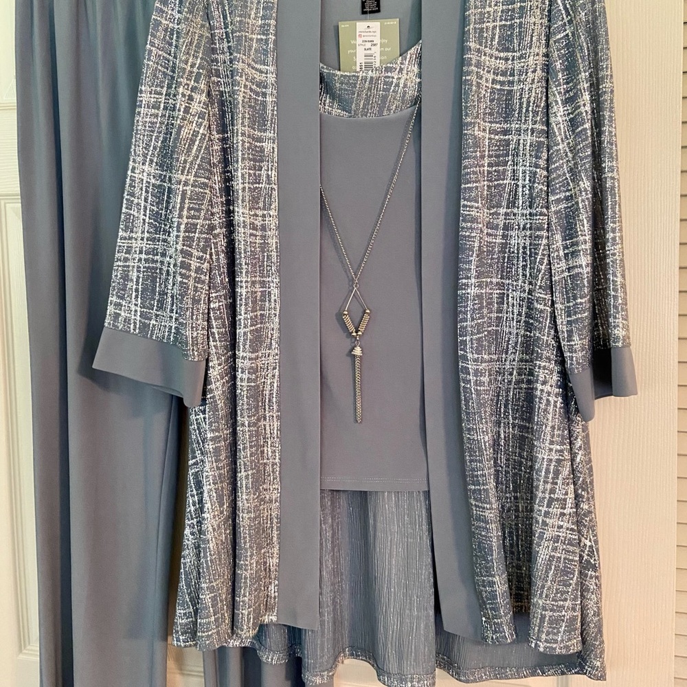 Cocktail Dressy pantsuit. Grandmother of bride or groom. NWT. Slate blue.